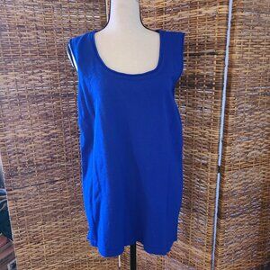 NWT Laura Ashley Woman Sleeveless Top Royal Blue Size 2X Stretch Rayon Spandex